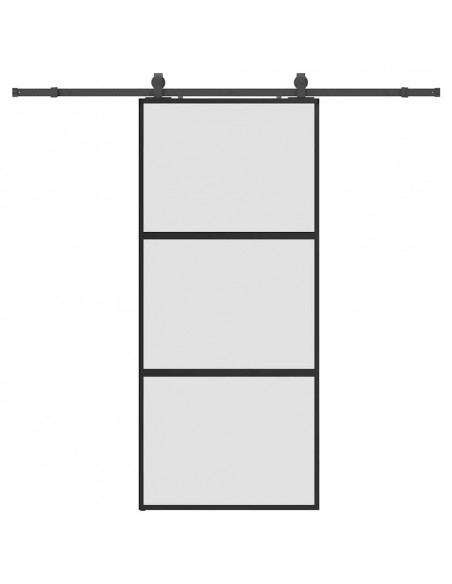 Porta Scorrevole Set Ferramenta Nera 90x205 cm Vetro Temperato