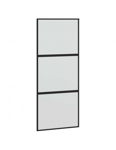 Porta Scorrevole Set Ferramenta Nera 90x205 cm Vetro Temperato