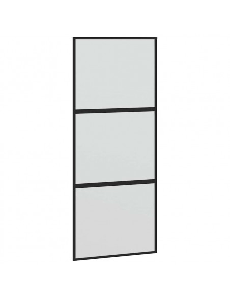 Porta Scorrevole Set Ferramenta Nera 90x205 cm Vetro Temperato