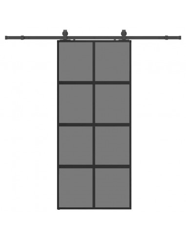 Porta Scorrevole Set Ferramenta Nera 90x205 cm Vetro Temperato
