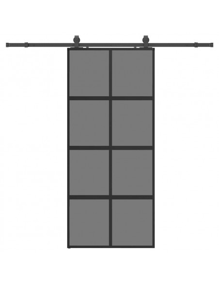 Porta Scorrevole Set Ferramenta Nera 90x205 cm Vetro Temperato