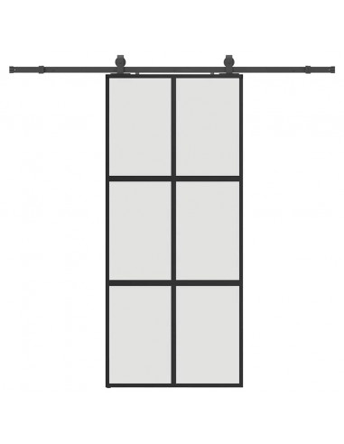 Porta Scorrevole Set Ferramenta Nera 90x205 cm Vetro Temperato