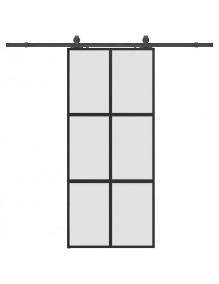 Porta Scorrevole Set Ferramenta Nera 90x205 cm Vetro Temperato