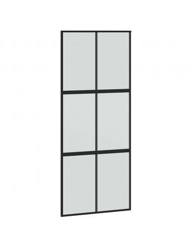 Porta Scorrevole Set Ferramenta Nera 90x205 cm Vetro Temperato