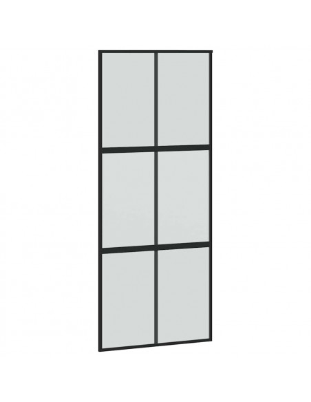 Porta Scorrevole Set Ferramenta Nera 90x205 cm Vetro Temperato