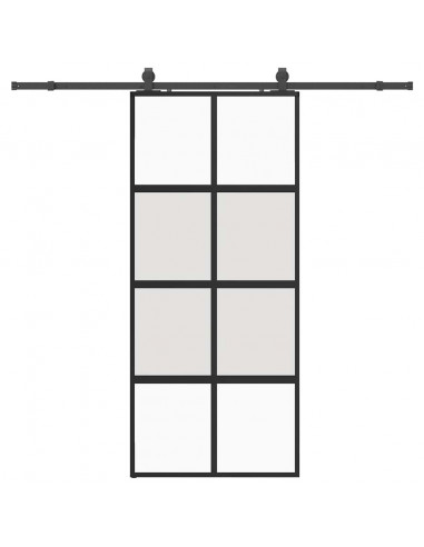 Porta Scorrevole Set Ferramenta Nera 90x205 cm Vetro Temperato