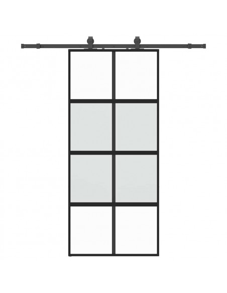 Porta Scorrevole Set Ferramenta Nera 90x205 cm Vetro Temperato