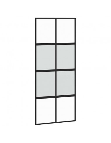 Porta Scorrevole Set Ferramenta Nera 90x205 cm Vetro Temperato