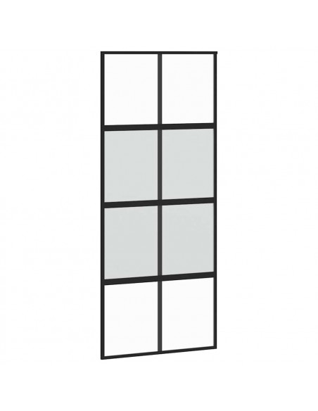 Porta Scorrevole Set Ferramenta Nera 90x205 cm Vetro Temperato