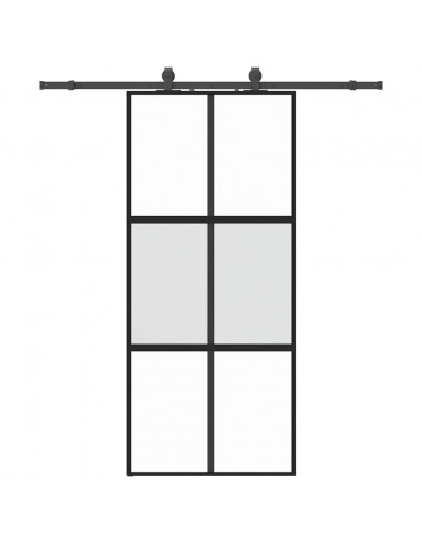 Porta Scorrevole Set Ferramenta Nera 90x205 cm Vetro Temperato