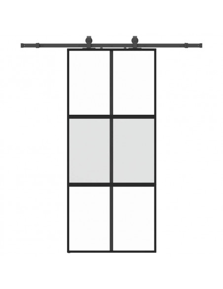 Porta Scorrevole Set Ferramenta Nera 90x205 cm Vetro Temperato