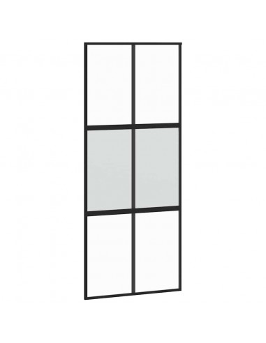 Porta Scorrevole Set Ferramenta Nera 90x205 cm Vetro Temperato