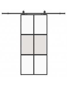Porta Scorrevole Set Ferramenta Nera 90x205 cm Vetro Temperato 2