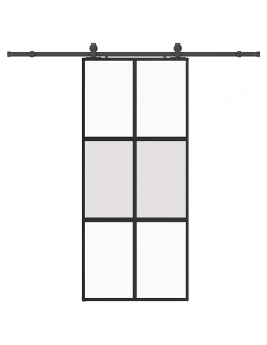 Porta Scorrevole Set Ferramenta Nera 90x205 cm Vetro Temperato