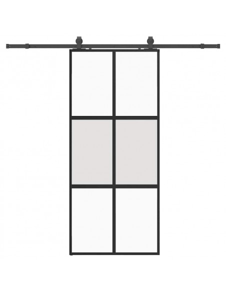 Porta Scorrevole Set Ferramenta Nera 90x205 cm Vetro Temperato