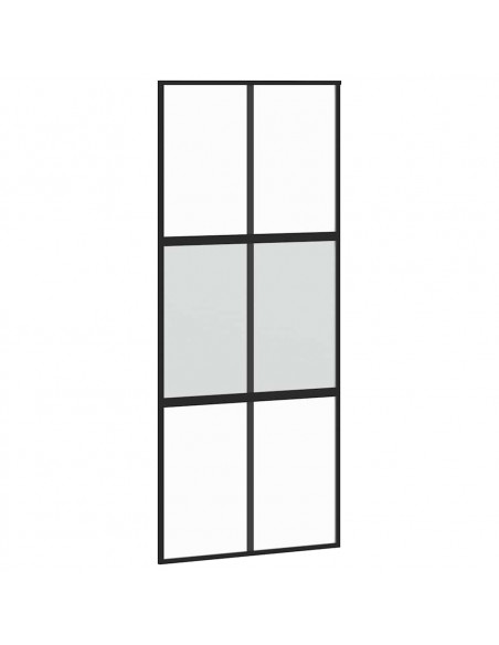 Porta Scorrevole Set Ferramenta Nera 90x205 cm Vetro Temperato