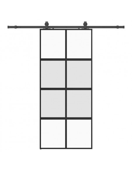 Porta Scorrevole Set Ferramenta Nera 90x205 cm Vetro Temperato