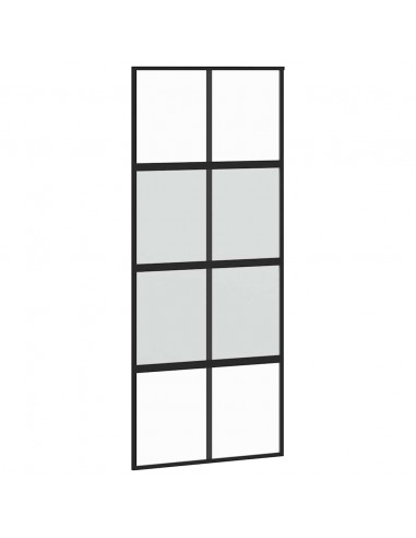 Porta Scorrevole Set Ferramenta Nera 90x205 cm Vetro Temperato