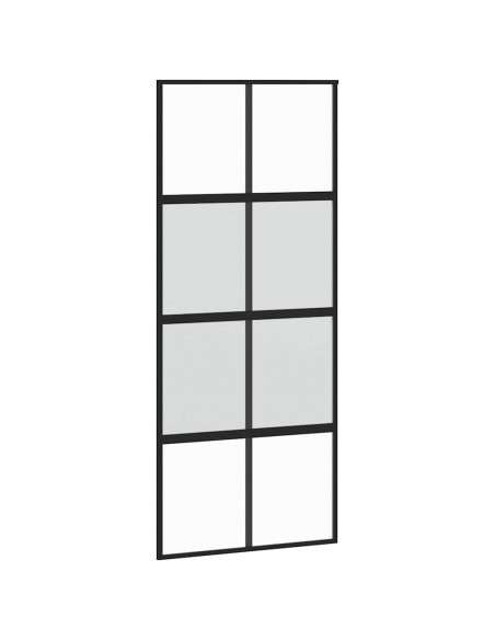 Porta Scorrevole Set Ferramenta Nera 90x205 cm Vetro Temperato