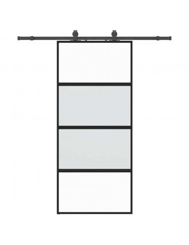 Porta Scorrevole Set Ferramenta Nera 90x205 cm Vetro Temperato