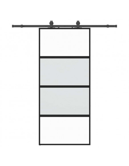 Porta Scorrevole Set Ferramenta Nera 90x205 cm Vetro Temperato