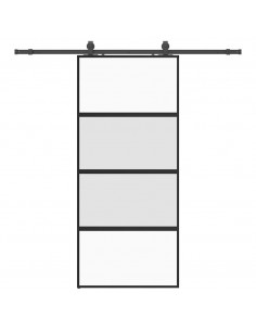 Porta Scorrevole Set Ferramenta Nera 90x205 cm Vetro Temperato 2