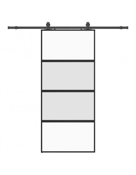 Porta Scorrevole Set Ferramenta Nera 90x205 cm Vetro Temperato