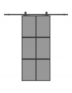 Porta Scorrevole Set Ferramenta Nera 90x205 cm Vetro Temperato 2
