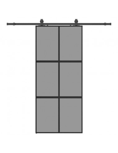 Porta Scorrevole Set Ferramenta Nera 90x205 cm Vetro Temperato