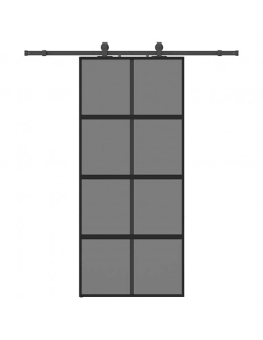 Porta Scorrevole Set Ferramenta Nera 90x205 cm Vetro Temperato