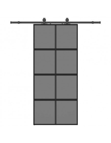 Porta Scorrevole Set Ferramenta Nera 90x205 cm Vetro Temperato