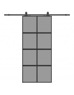 Porta Scorrevole Set Ferramenta Nera 90x205 cm Vetro Temperato 2