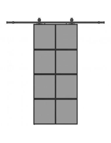 Porta Scorrevole Set Ferramenta Nera 90x205 cm Vetro Temperato