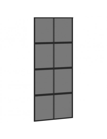 Porta Scorrevole Set Ferramenta Nera 90x205 cm Vetro Temperato