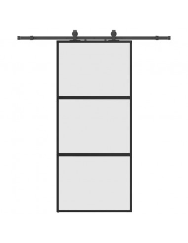 Porta Scorrevole Set Ferramenta Nera 90x205 cm Vetro Temperato