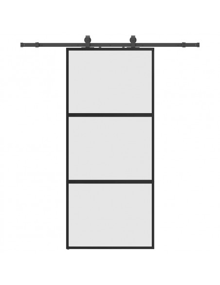 Porta Scorrevole Set Ferramenta Nera 90x205 cm Vetro Temperato
