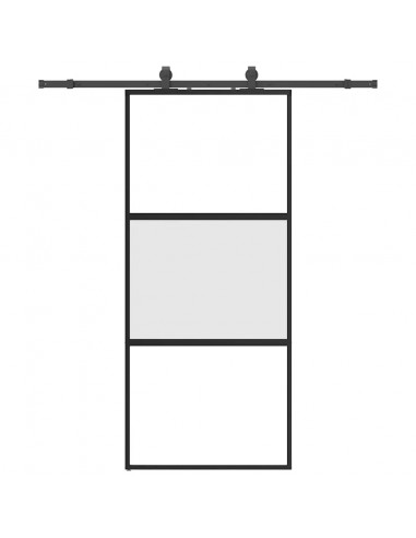 Porta Scorrevole Set Ferramenta Nera 90x205 cm Vetro Temperato