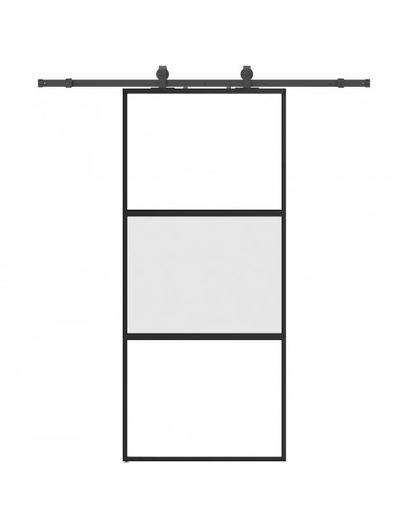 Porta Scorrevole Set Ferramenta Nera 90x205 cm Vetro Temperato