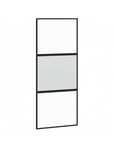 Porta Scorrevole Set Ferramenta Nera 90x205 cm Vetro Temperato