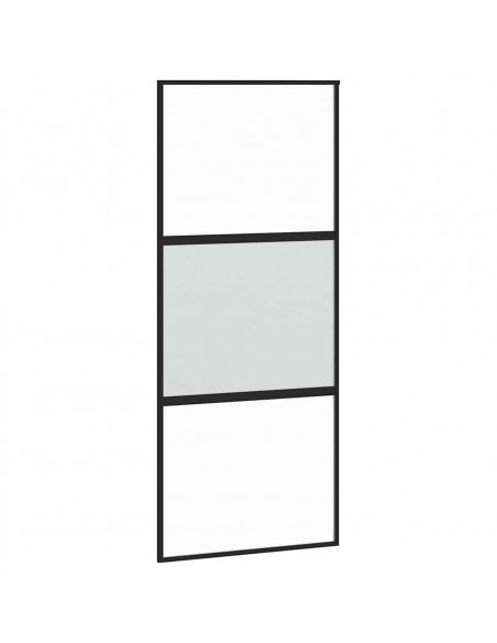 Porta Scorrevole Set Ferramenta Nera 90x205 cm Vetro Temperato