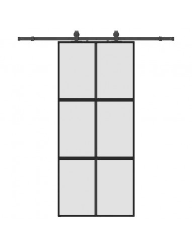 Porta Scorrevole Set Ferramenta Nera 90x205 cm Vetro Temperato
