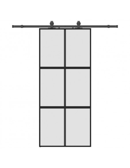 Porta Scorrevole Set Ferramenta Nera 90x205 cm Vetro Temperato