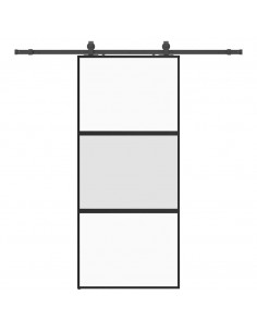 Porta Scorrevole Set Ferramenta Nera 90x205 cm Vetro Temperato 2
