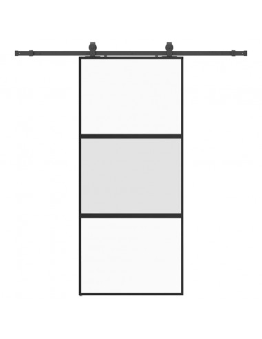 Porta Scorrevole Set Ferramenta Nera 90x205 cm Vetro Temperato