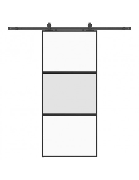 Porta Scorrevole Set Ferramenta Nera 90x205 cm Vetro Temperato