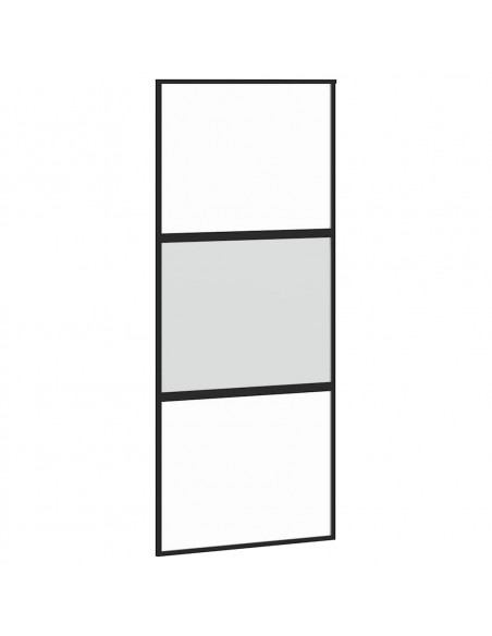 Porta Scorrevole Set Ferramenta Nera 90x205 cm Vetro Temperato