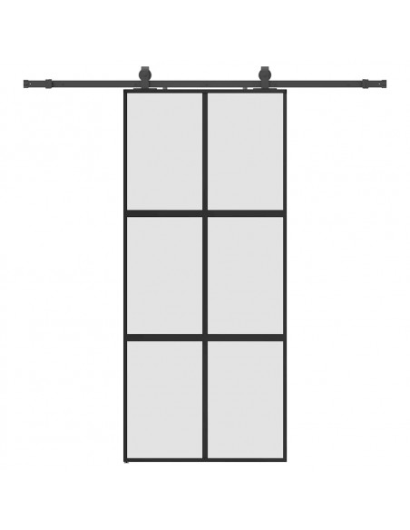 Porta Scorrevole Set Ferramenta Nera 90x205 cm Vetro Temperato