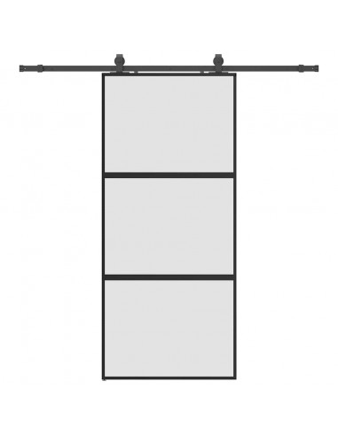 Porta Scorrevole Set Ferramenta Nera 90x205 cm Vetro Temperato