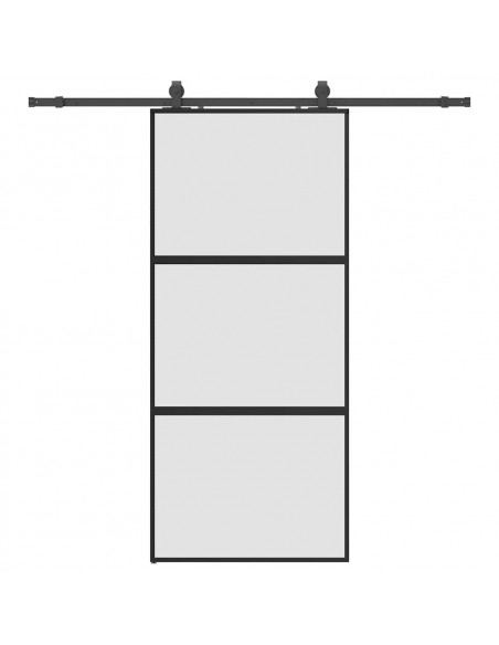Porta Scorrevole Set Ferramenta Nera 90x205 cm Vetro Temperato
