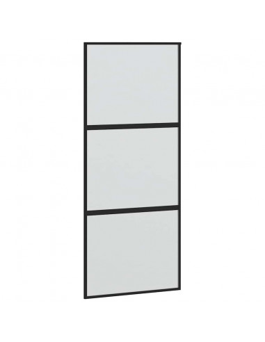 Porta Scorrevole Set Ferramenta Nera 90x205 cm Vetro Temperato